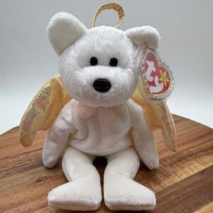 Ty Beanie Baby Rare Halo Angel White Plush Iridescent Wings 1998 Vintage 4208